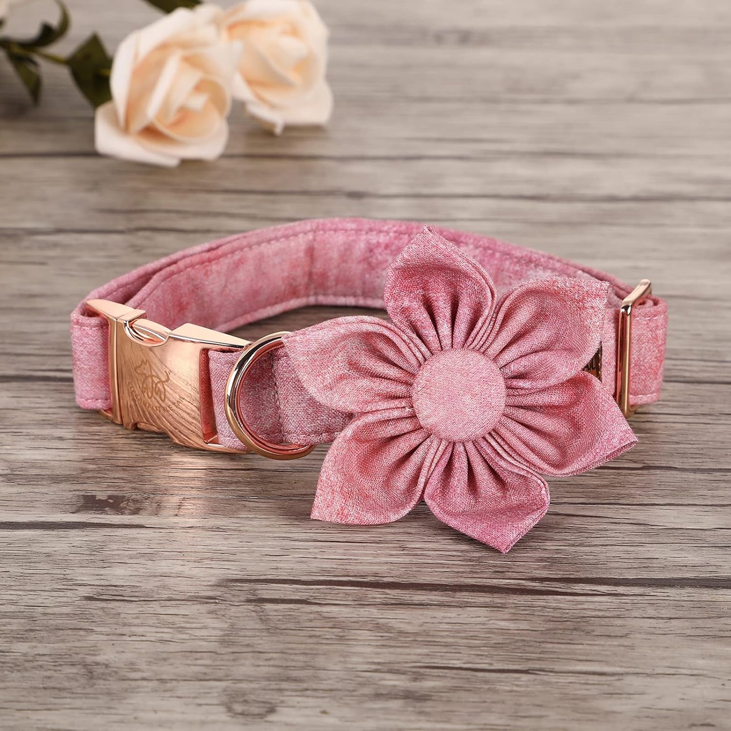 Pink Girl Dog Collar for Female Dogs, Pet Collar Adjustable Dog Collars with Flower Gift for X-Small Dogs and Cats