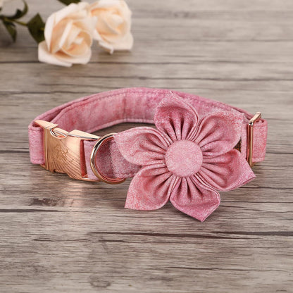 Pink Girl Dog Collar for Female Dogs, Pet Collar Adjustable Dog Collars with Flower Gift for X-Small Dogs and Cats