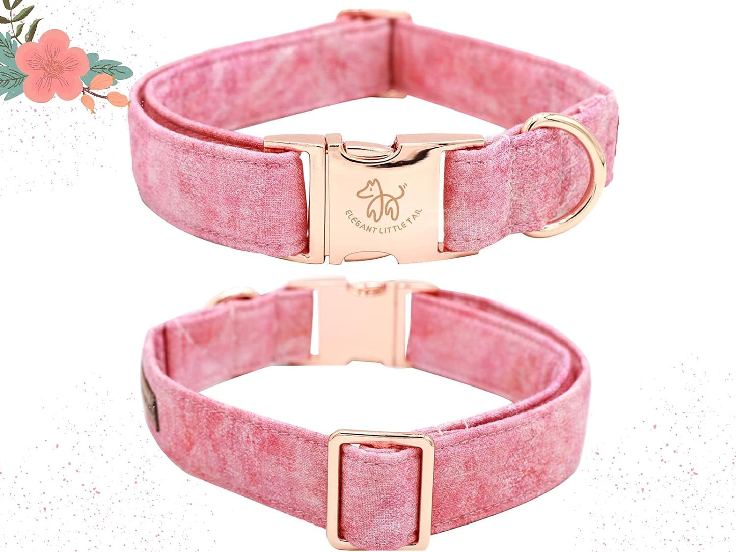 Pink Girl Dog Collar for Female Dogs, Pet Collar Adjustable Dog Collars with Flower Gift for X-Small Dogs and Cats