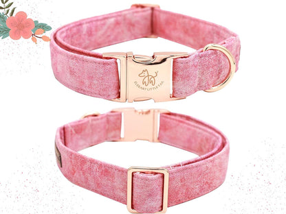 Pink Girl Dog Collar for Female Dogs, Pet Collar Adjustable Dog Collars with Flower Gift for X-Small Dogs and Cats